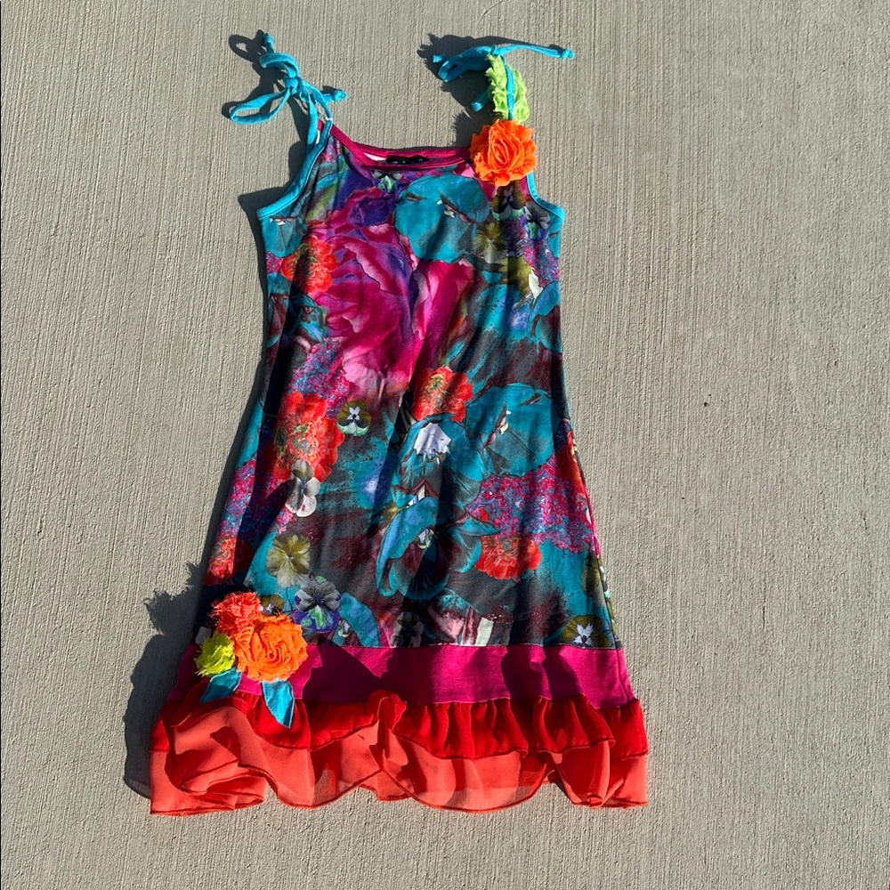 Floral Kids Dress with Vibrant Accents